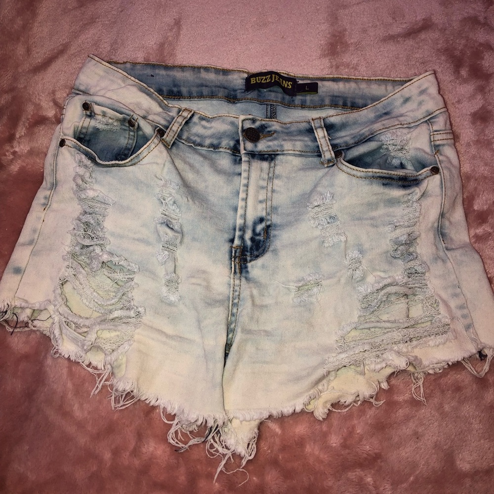 Light washed jean shorts